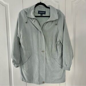 London Fog Jacket S Light Blue Coat Removable Hood Pockets Zip up soft